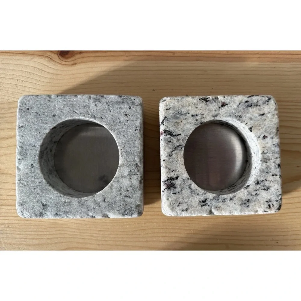 VTG Set Of 2 Granite/Stone Coasters Or Candle Holder Raw Rough No Polish Organic